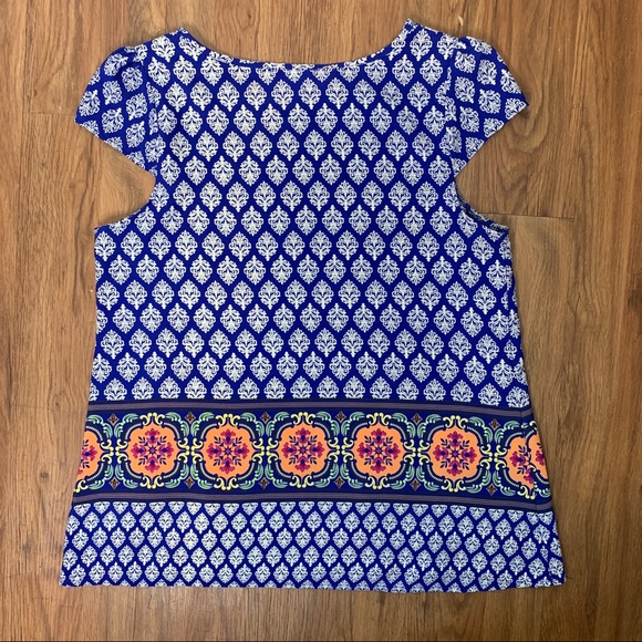 Mixed Print Cap Sleeve Blouse - Picture 6 of 6